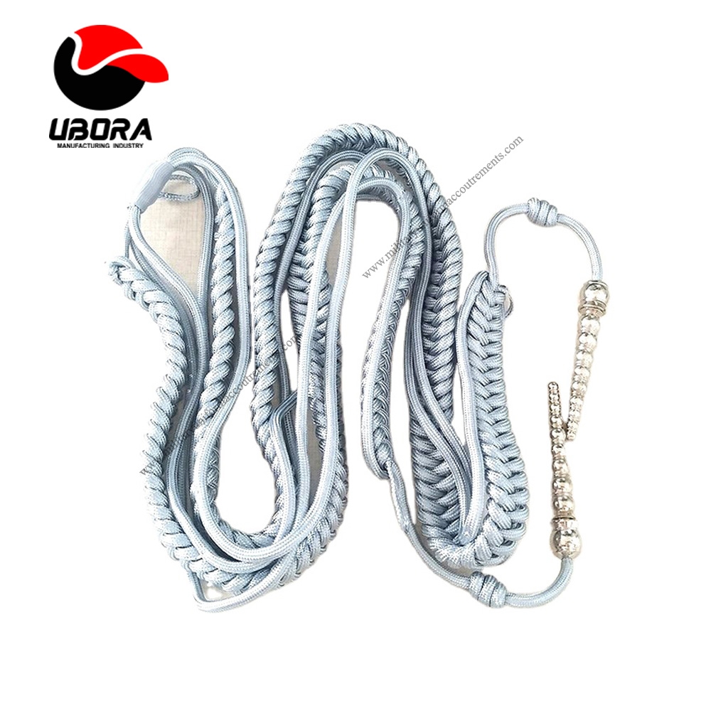 Custom silver color Aiguillettes US Braided aiguillettes silver wire aiguillette shoulder, Malaysia 